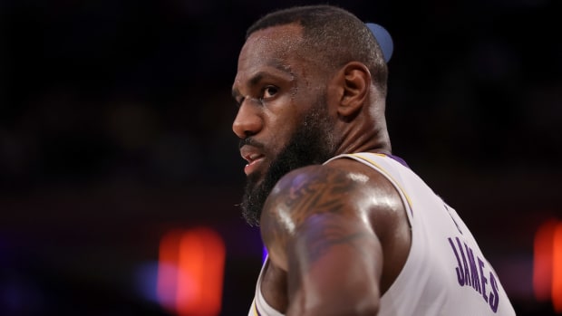 Los Angeles Lakers forward LeBron James (23) during the fourth quarter against the New York Knicks at Madison Square Garden in New York City on Feb. 3, 2024.